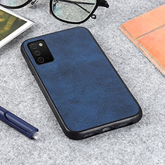 Soft Luxury Leather Snap On Case Cover B03H for Samsung Galaxy A03s Blue