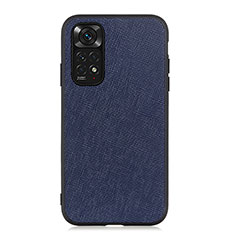 Soft Luxury Leather Snap On Case Cover B03H for Xiaomi Redmi Note 11 4G (2022) Blue