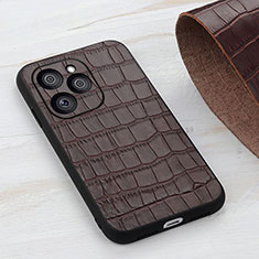 Soft Luxury Leather Snap On Case Cover B04H for Huawei Honor 60 SE 5G Brown