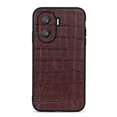 Soft Luxury Leather Snap On Case Cover B04H for Huawei Honor X40i 5G Brown