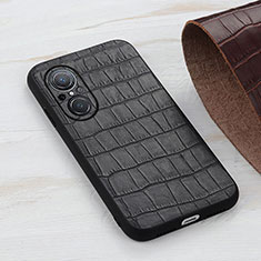 Soft Luxury Leather Snap On Case Cover B04H for Huawei Nova 9 SE Black