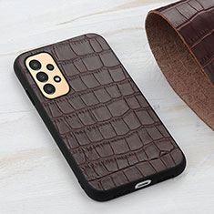 Soft Luxury Leather Snap On Case Cover B04H for Samsung Galaxy A13 4G Brown