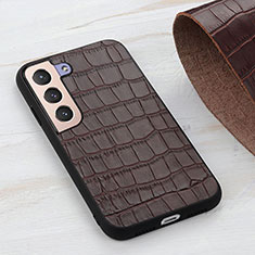 Soft Luxury Leather Snap On Case Cover B04H for Samsung Galaxy S21 5G Brown