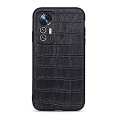Soft Luxury Leather Snap On Case Cover B04H for Xiaomi Mi 12S 5G Black