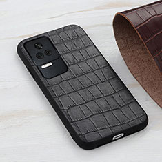 Soft Luxury Leather Snap On Case Cover B04H for Xiaomi Redmi K40S 5G Black