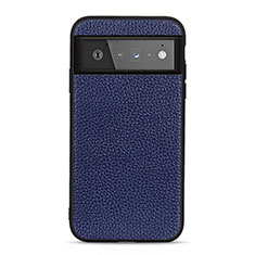 Soft Luxury Leather Snap On Case Cover B05H for Google Pixel 6 5G Blue