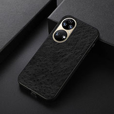 Soft Luxury Leather Snap On Case Cover B05H for Huawei P50 Black