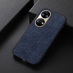 Soft Luxury Leather Snap On Case Cover B05H for Huawei P50 Blue