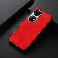 Soft Luxury Leather Snap On Case Cover B05H for Huawei P50 Pro Red