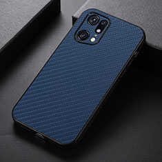 Soft Luxury Leather Snap On Case Cover B05H for Oppo Find X5 Pro 5G Blue