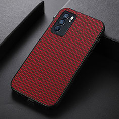 Soft Luxury Leather Snap On Case Cover B05H for Oppo Reno6 5G Red