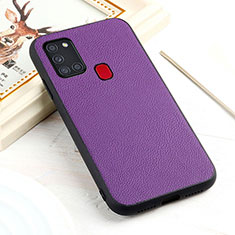 Soft Luxury Leather Snap On Case Cover B05H for Samsung Galaxy A21s Purple