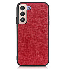 Soft Luxury Leather Snap On Case Cover B05H for Samsung Galaxy S21 FE 5G Red