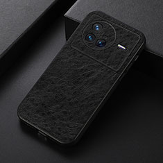 Soft Luxury Leather Snap On Case Cover B05H for Vivo X80 5G Black
