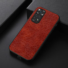 Soft Luxury Leather Snap On Case Cover B05H for Xiaomi Redmi Note 11 4G (2022) Brown