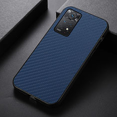 Soft Luxury Leather Snap On Case Cover B05H for Xiaomi Redmi Note 11 Pro 4G Blue