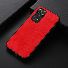 Soft Luxury Leather Snap On Case Cover B05H for Xiaomi Redmi Note 11S 4G Red