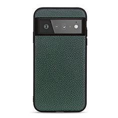 Soft Luxury Leather Snap On Case Cover B06H for Google Pixel 6 Pro 5G Green