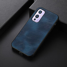 Soft Luxury Leather Snap On Case Cover B06H for OnePlus 9 5G Blue