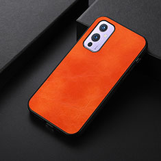 Soft Luxury Leather Snap On Case Cover B06H for OnePlus 9 5G Orange