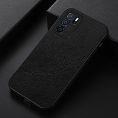 Soft Luxury Leather Snap On Case Cover B06H for Oppo A16 Black