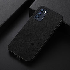 Soft Luxury Leather Snap On Case Cover B06H for Oppo Reno6 5G Black