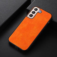 Soft Luxury Leather Snap On Case Cover B06H for Samsung Galaxy S25 Plus 5G Orange