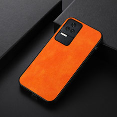 Soft Luxury Leather Snap On Case Cover B06H for Xiaomi Redmi K40S 5G Orange