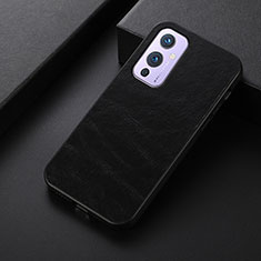 Soft Luxury Leather Snap On Case Cover B07H for OnePlus 9 5G Black