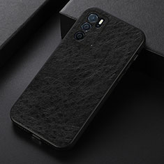 Soft Luxury Leather Snap On Case Cover B07H for Oppo A16 Black