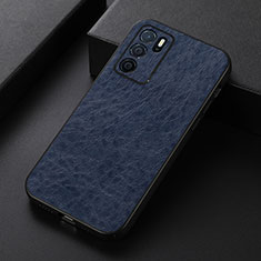 Soft Luxury Leather Snap On Case Cover B07H for Oppo A54s Blue