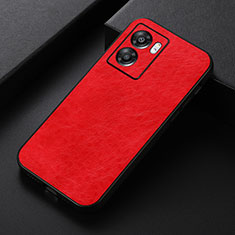 Soft Luxury Leather Snap On Case Cover B07H for Oppo A57 5G Red