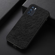 Soft Luxury Leather Snap On Case Cover B07H for Oppo Reno6 5G Black