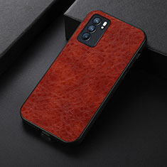 Soft Luxury Leather Snap On Case Cover B07H for Oppo Reno6 5G Brown