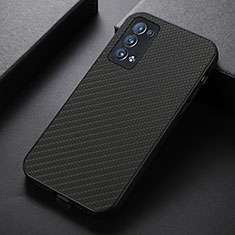 Soft Luxury Leather Snap On Case Cover B07H for Oppo Reno6 Pro+ Plus 5G Black