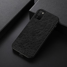 Soft Luxury Leather Snap On Case Cover B07H for Samsung Galaxy A03s Black