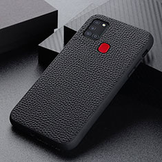 Soft Luxury Leather Snap On Case Cover B07H for Samsung Galaxy A21s Black