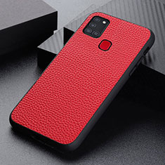 Soft Luxury Leather Snap On Case Cover B07H for Samsung Galaxy A21s Red