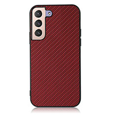 Soft Luxury Leather Snap On Case Cover B07H for Samsung Galaxy S21 FE 5G Red