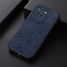 Soft Luxury Leather Snap On Case Cover B07H for Vivo iQOO Neo6 5G Blue