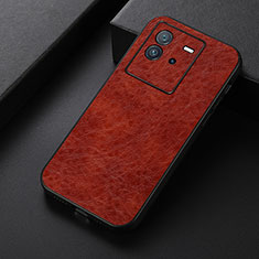 Soft Luxury Leather Snap On Case Cover B07H for Vivo iQOO Neo6 5G Brown