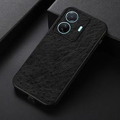 Soft Luxury Leather Snap On Case Cover B07H for Vivo iQOO Z6 Pro 5G Black