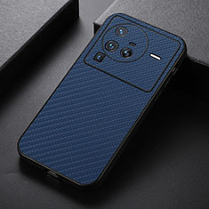 Soft Luxury Leather Snap On Case Cover B07H for Vivo X80 Pro 5G Blue