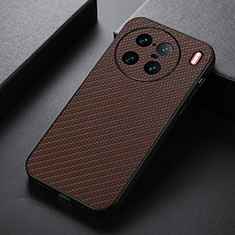 Soft Luxury Leather Snap On Case Cover B07H for Vivo X90 Pro+ Plus 5G Brown