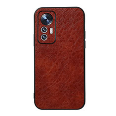 Soft Luxury Leather Snap On Case Cover B07H for Xiaomi Mi 12X 5G Brown