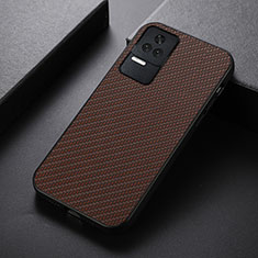 Soft Luxury Leather Snap On Case Cover B07H for Xiaomi Redmi K40S 5G Brown