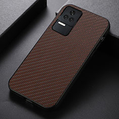 Soft Luxury Leather Snap On Case Cover B07H for Xiaomi Redmi K50 5G Brown