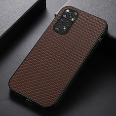 Soft Luxury Leather Snap On Case Cover B07H for Xiaomi Redmi Note 11 4G (2022) Brown