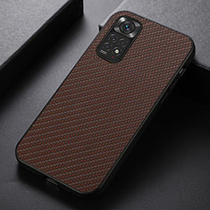 Soft Luxury Leather Snap On Case Cover B07H for Xiaomi Redmi Note 11S 4G Brown