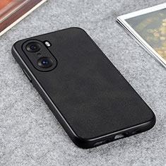 Soft Luxury Leather Snap On Case Cover B08H for Huawei Honor 60 5G Black